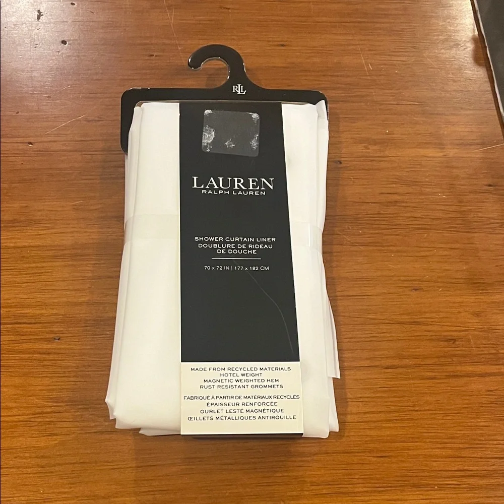 Ralph Lauren Shower Curtain Liner 70”x72” new Hotel Weight Magnetic Weighted Hem